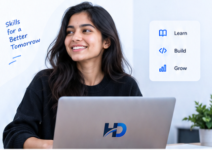 HD Digital Academy Student building practical tech projects on laptop